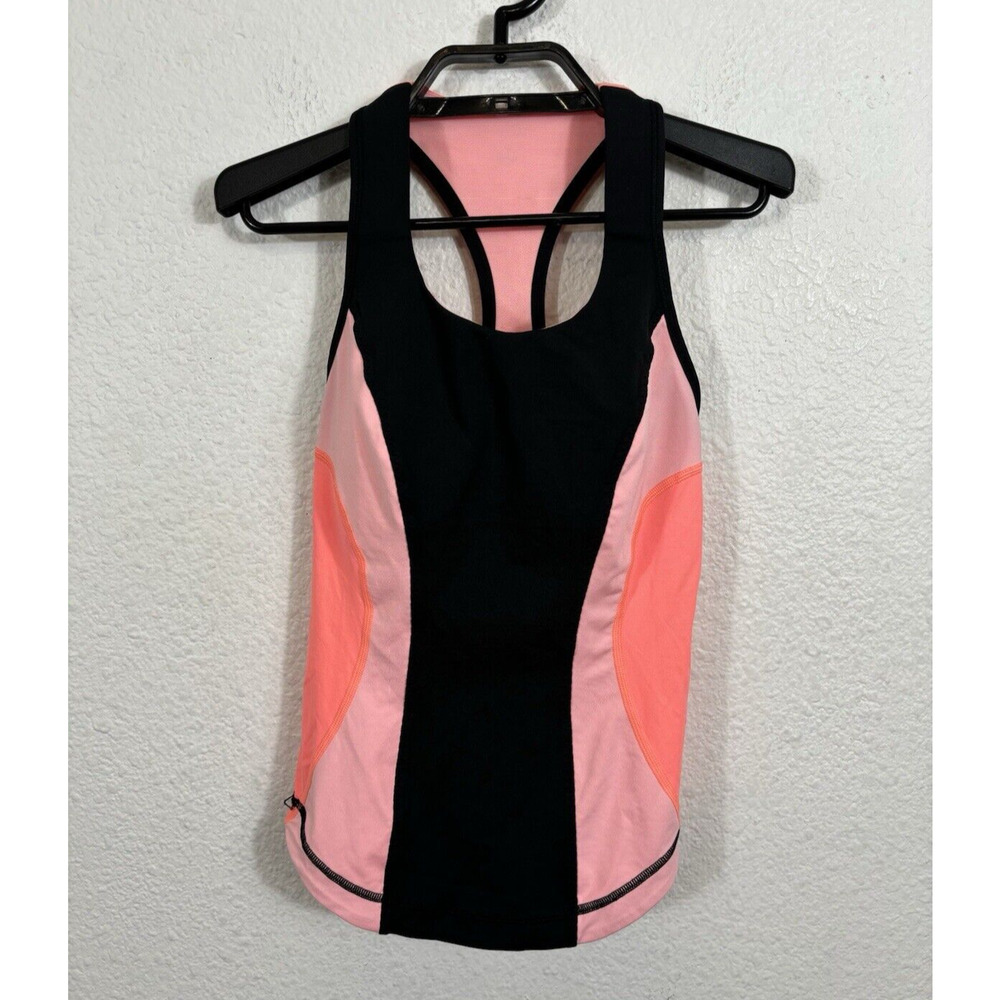 Lululemon Cardio Kick Tank Top Size 4 Multicolor Racerback Shelf Bra Athletic